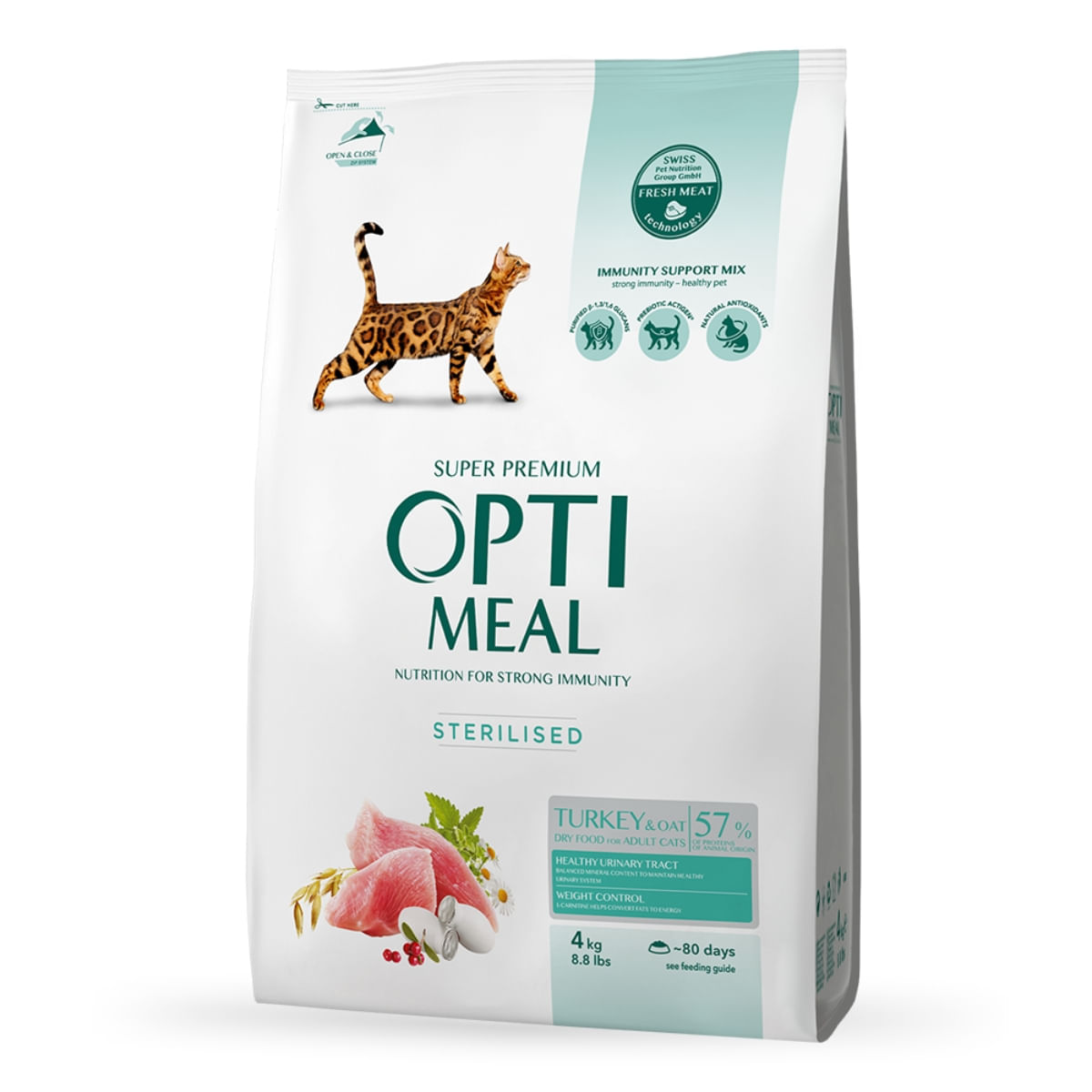 OPTIMEAL Sterilised, Curcan cu Ovăz, hrană uscată pisici sterilizate OPTIMEAL Sterilised, Curcan, hrană uscată pisici sterilizate, 4kg - poza 1
