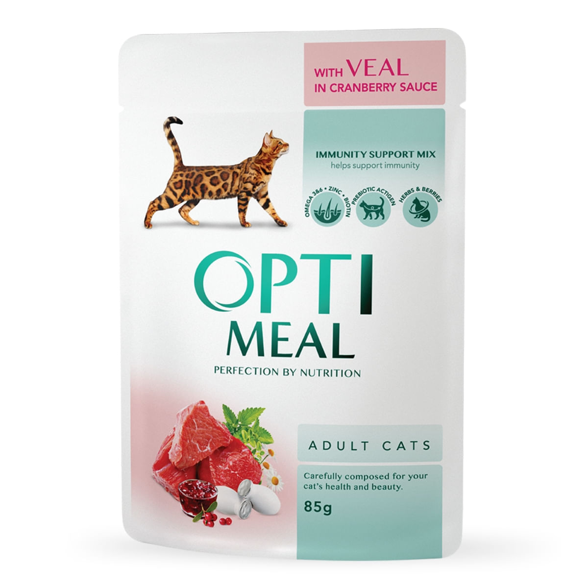 OPTIMEAL, Vită cu Merișoare, hrană umedă pisici, (în sos) OPTIMEAL, Vită, plic hrană umedă pisici, (în sos), 85g - poza 2