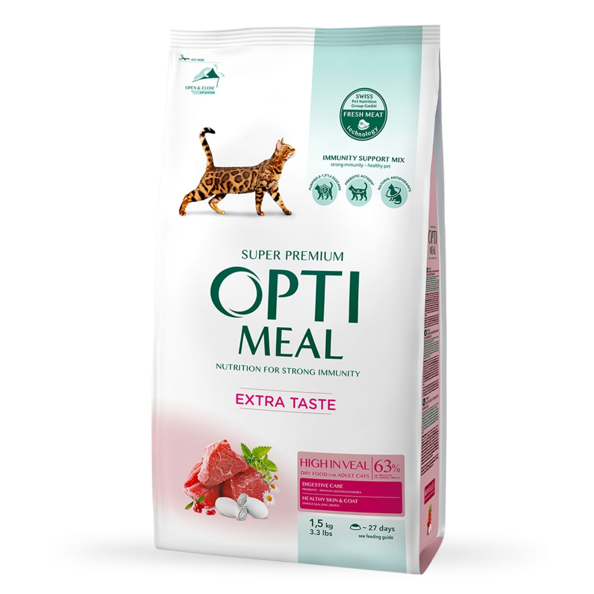 OPTIMEAL, Vită, hrană uscată pisici, 1.5kg - poza 2