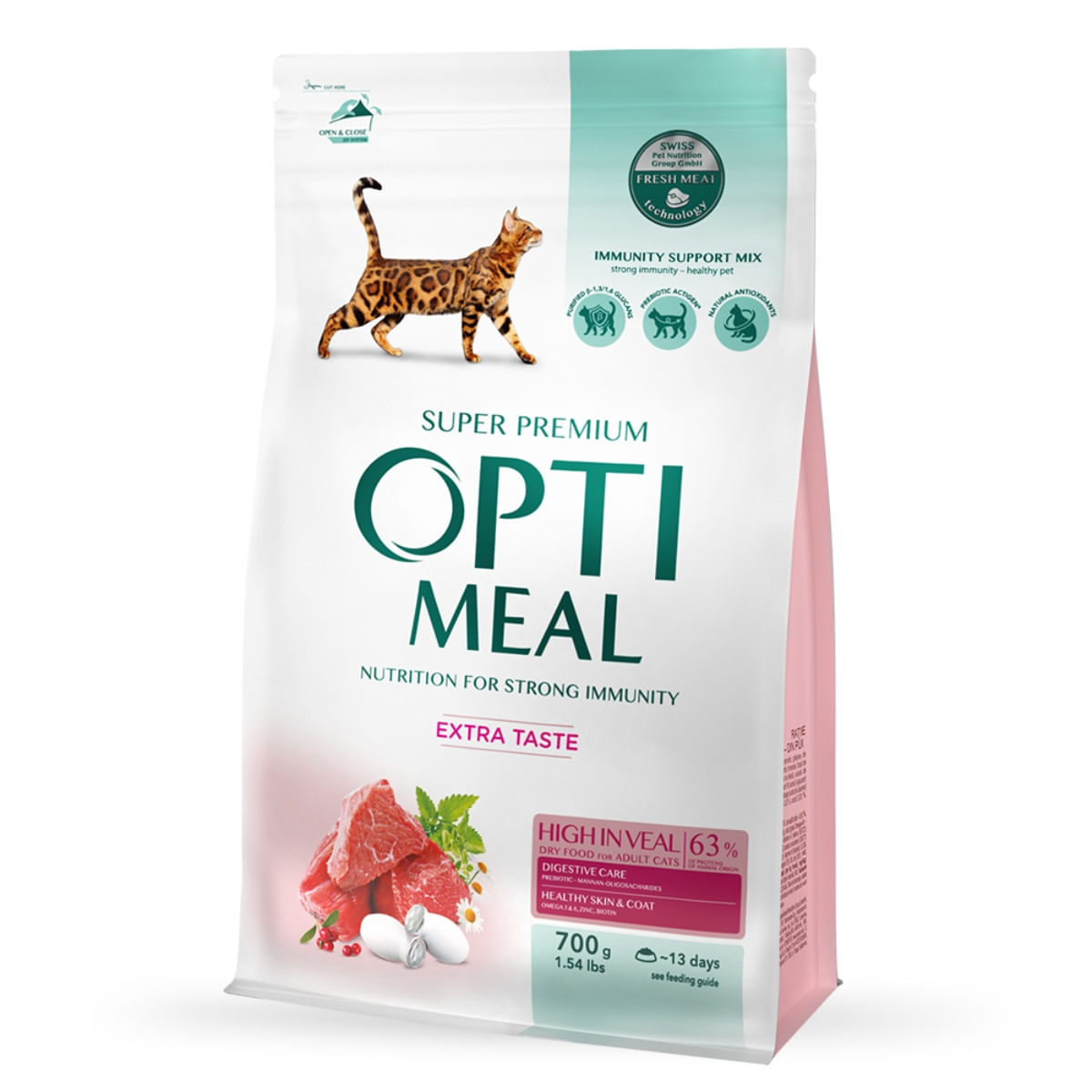 OPTIMEAL, Vită, hrană uscată pisici, 700g - poza 1