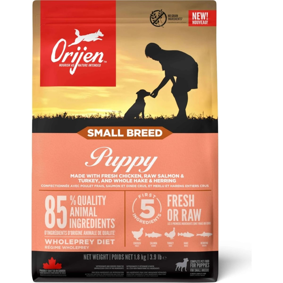 ORIJEN Puppy Small Breed, XS-S, Pui și Curcan, hrană uscată fără cereale câini junior, 1.8kg - poza 3