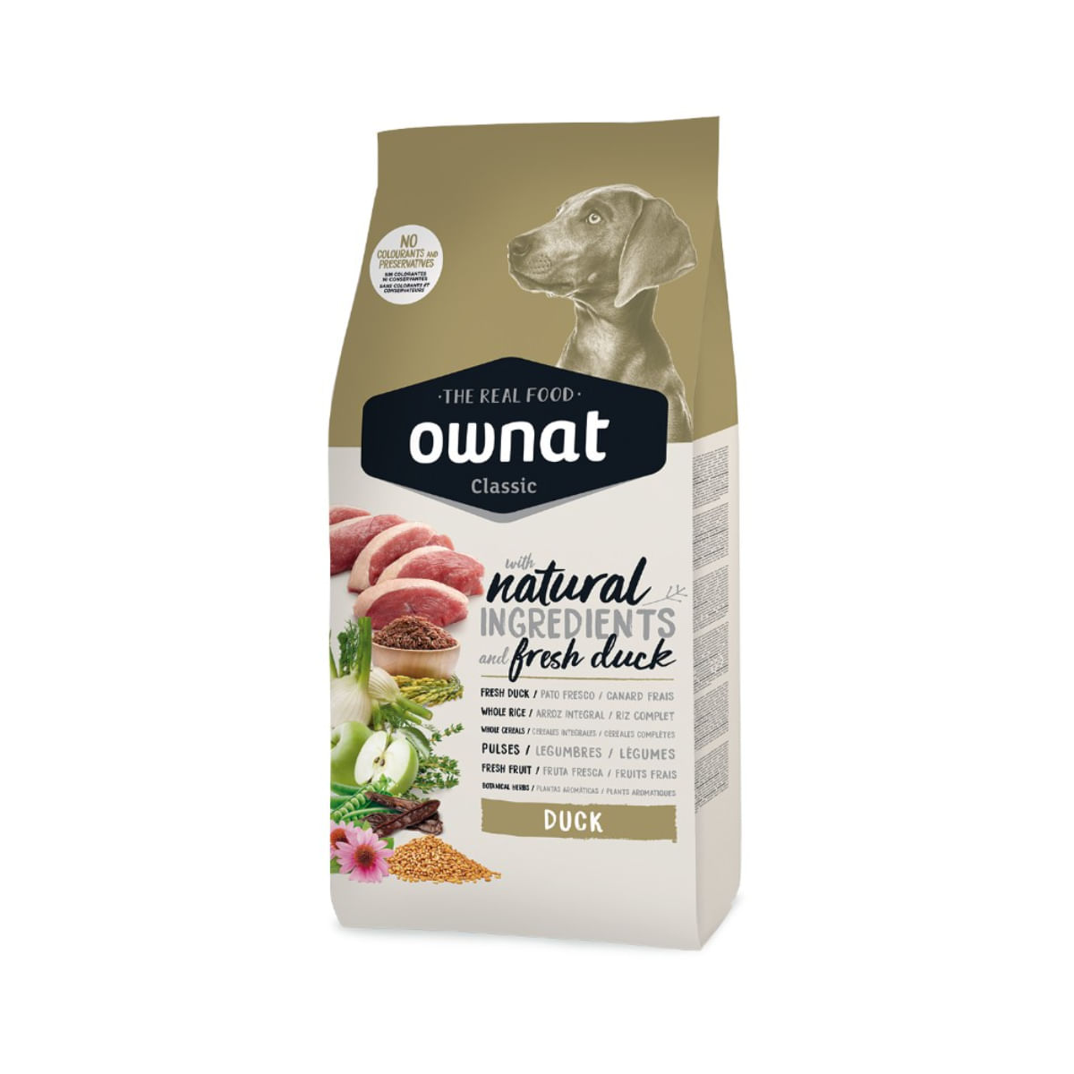 OWNAT Classic, XS-XL, Rață, hrană uscată conținut redus cereale câini, 12kg - poza 1