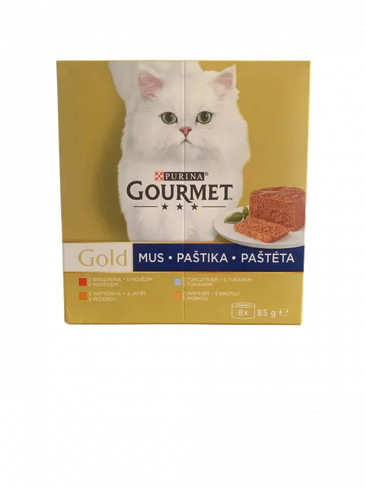 Pachet Gourmet Gold Pate cu vita, pui, curcan ton 8 buc x 85 gr