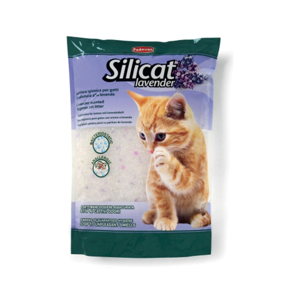 PADOVAN, Lavanda, așternut igienic pisici, granule, silicat, neaglomerant, neutralizare mirosuri, 5l - poza 1