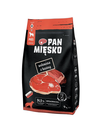 PAN MIĘSKO hrana pentru caini M 9 kg cu vita si capra
