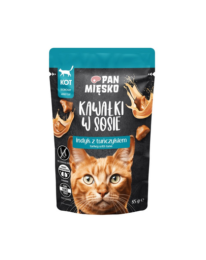 PAN MIĘSKO hrană pisici bucățele curcan cu ton în sos 85 g