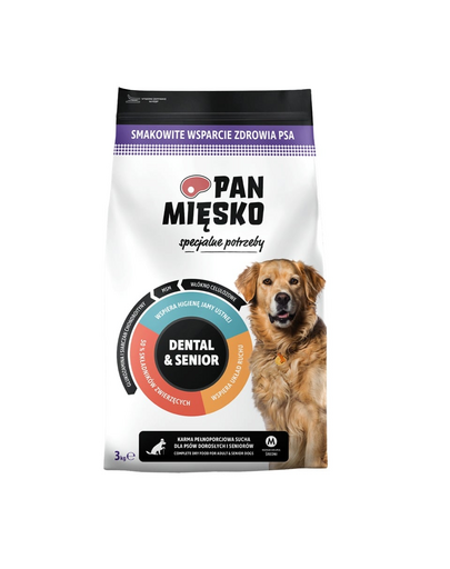 PAN MIĘSKO Hrană Specială Dental & Senior pentru câini adulți și seniori crochete mărimea M 3 kg