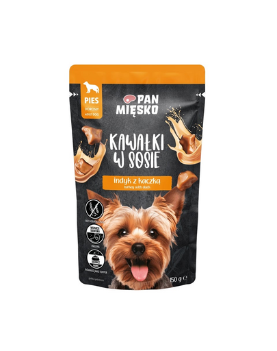 PAN MIĘSKO hrană umedă câini în sos 150 g bucățele curcan și rață