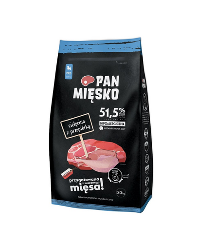 PAN MIĘSKO Vițel cu prepeliță pentru căței, crochete L 20 kg