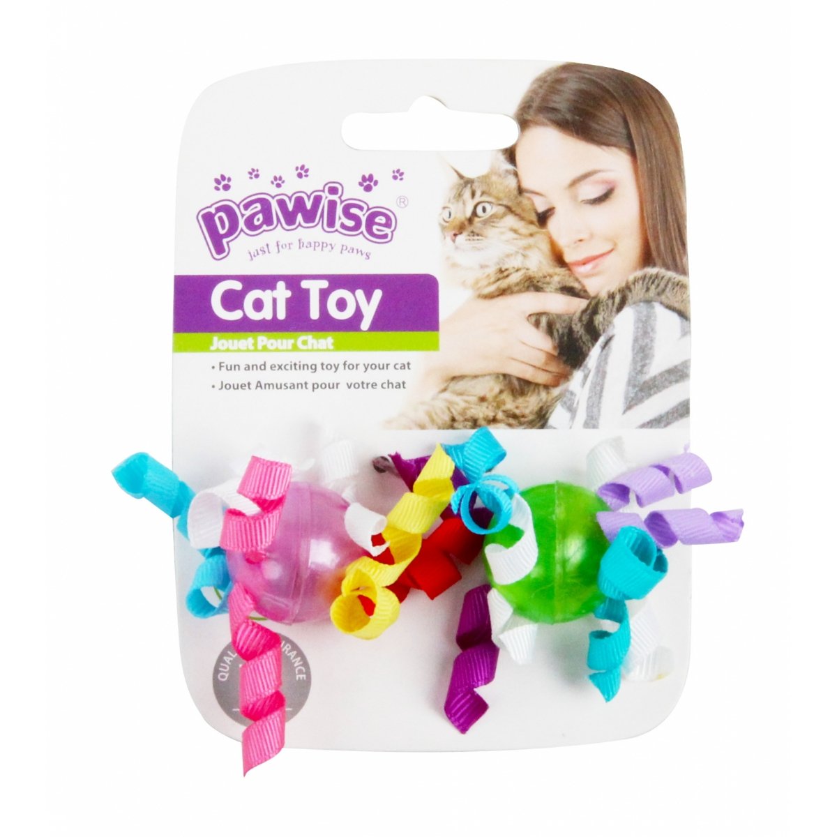 PAWISE 2 Mingi cu Panglici, jucărie minge pisici, plastic, activități fizice, multicolor - poza 1