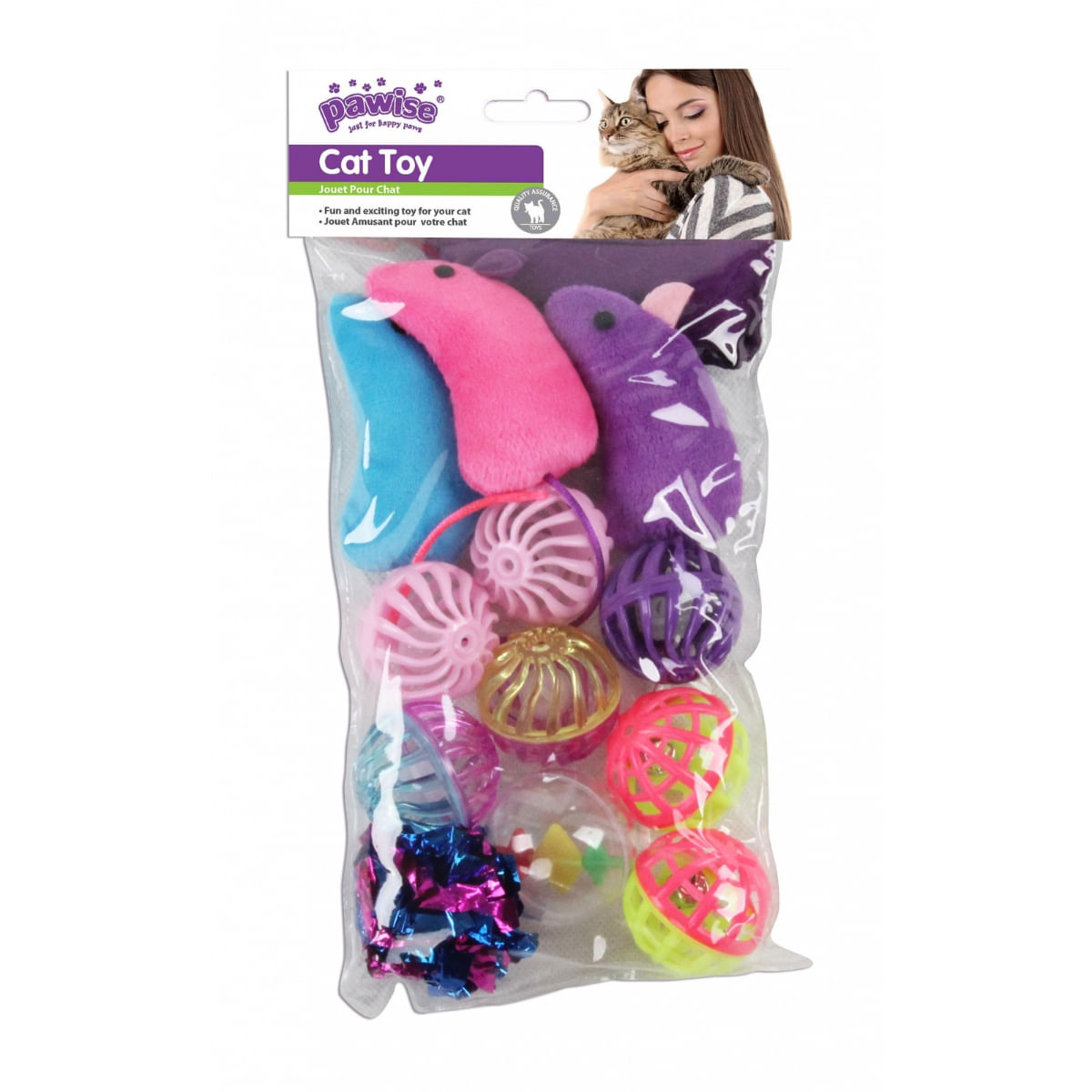 PAWISE Ball& Mice, jucărie minge pisici, plastic, activități fizice, diverse culori - poza 2