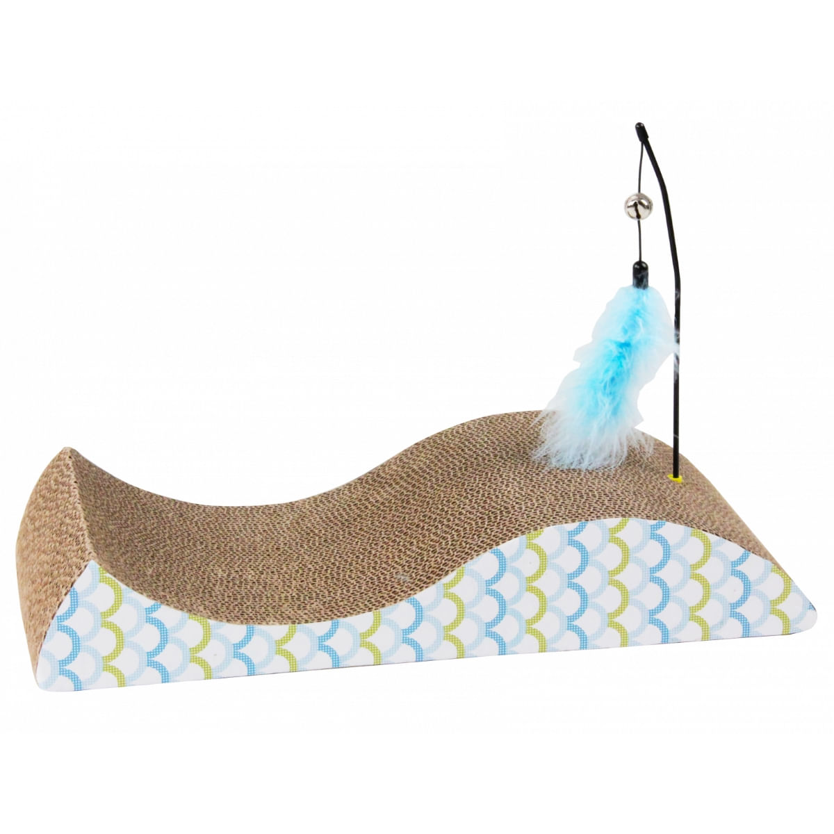 PAWISE Fish, scratcher pisici, carton, albastru și maro, 48 x 22 x 8.5 cm - poza 2