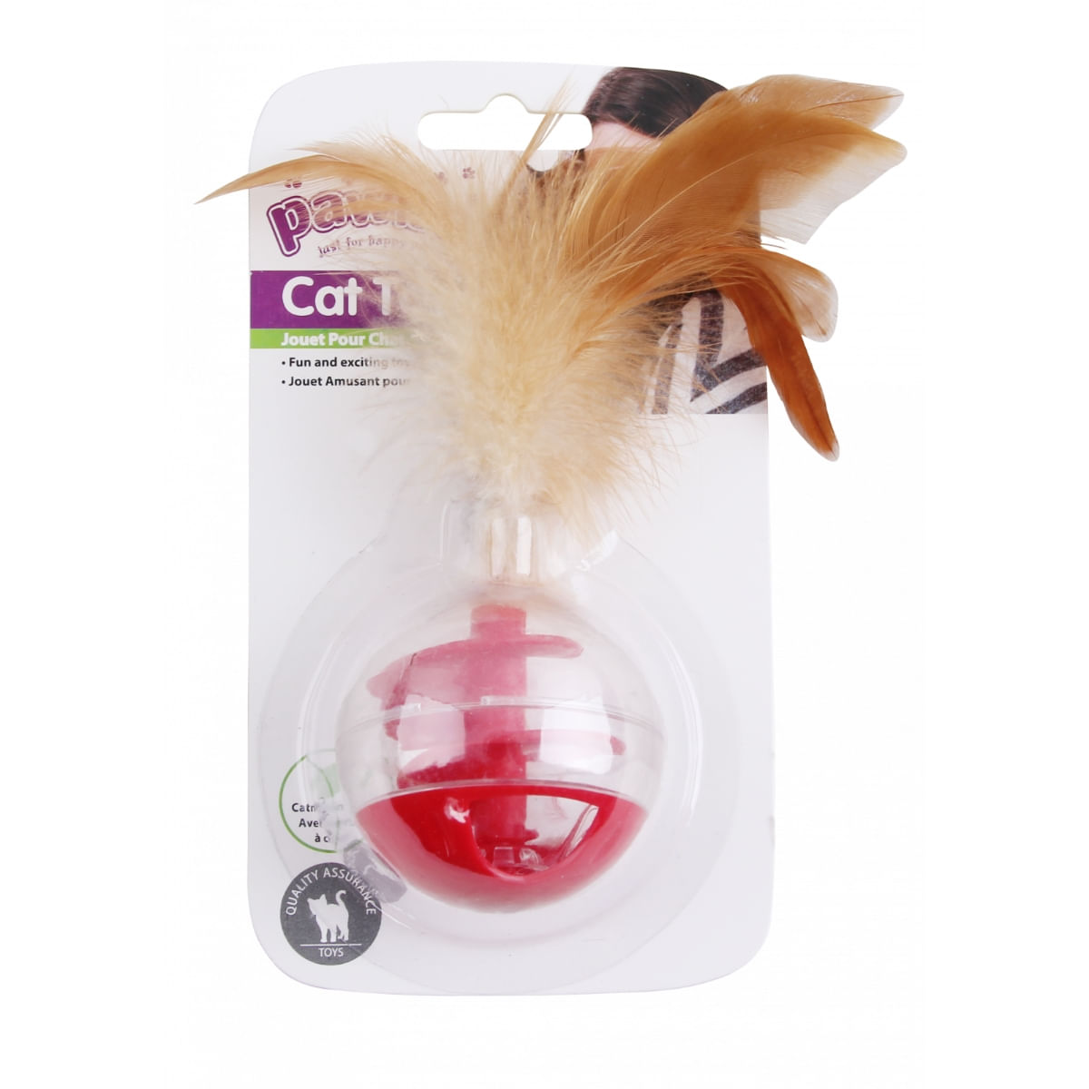 PAWISE, jucărie minge pisici, plastic, catnip, activități fizice, roșu și maro - poza 1