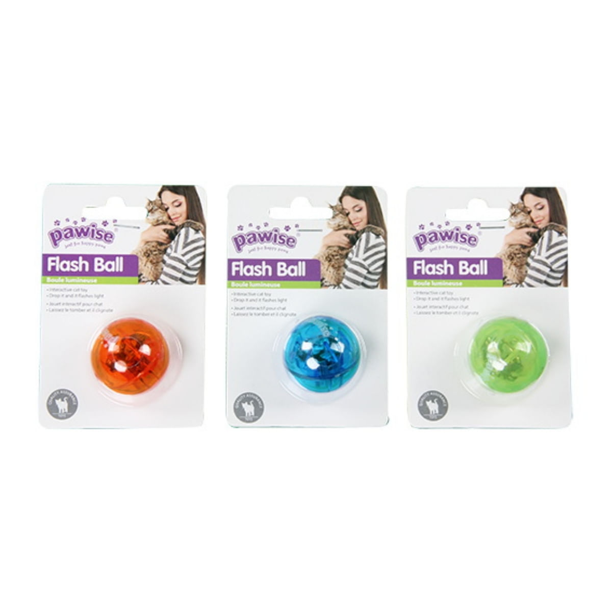 PAWISE, jucărie minge pisici, plastic, luminoasă, activități fizice, diverse culori - poza 1
