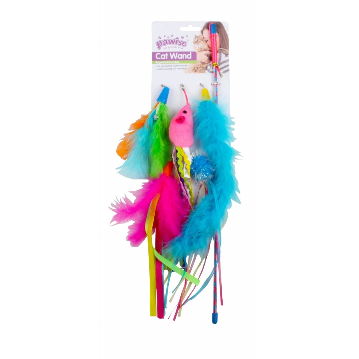 PAWISE Value Pack, jucărie undiță pisici, textil, activități fizice, diverse culori - poza 1