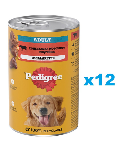 PEDIGREE Adult Conserve caine adult, cu vita si ficat in aspic 12x1200g