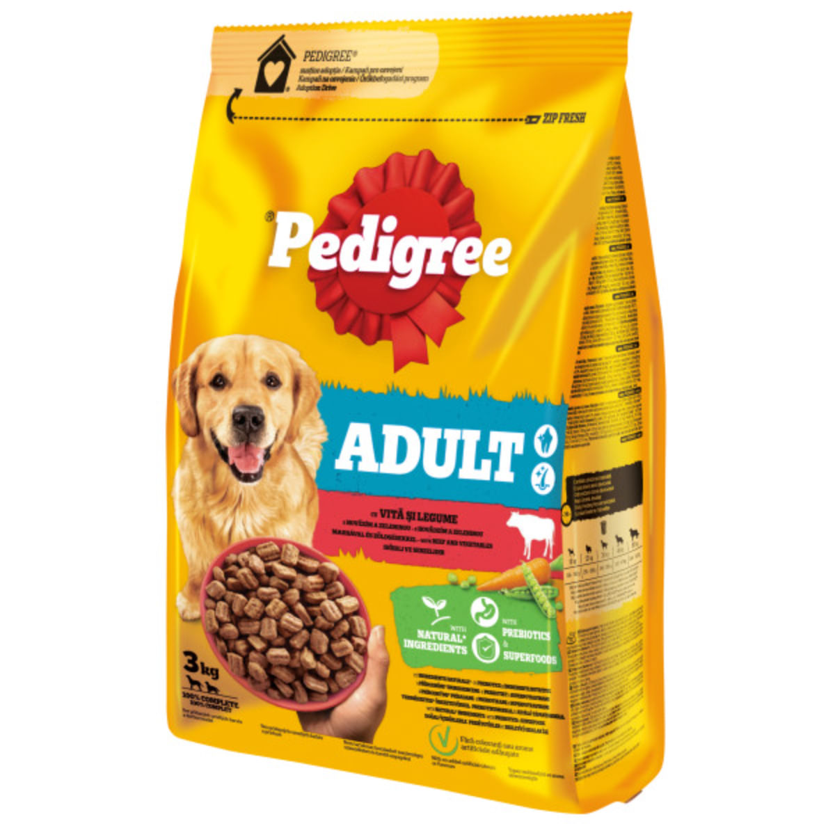 PEDIGREE Adult, M-XL, Vită și Legume, hrană uscată câini, 3kg - poza 1