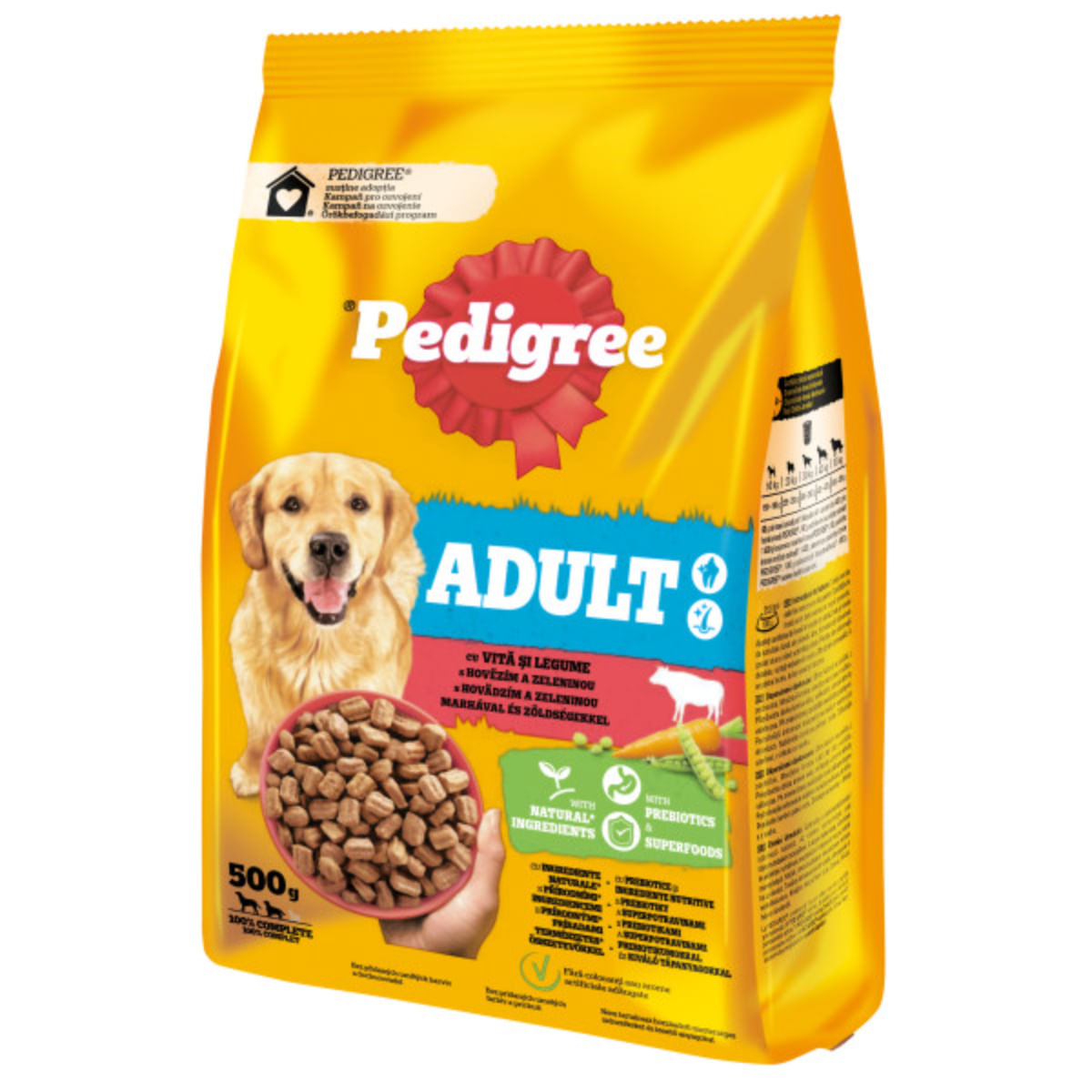 PEDIGREE Adult, M-XL, Vită și Legume, hrană uscată câini, 500g - poza 1
