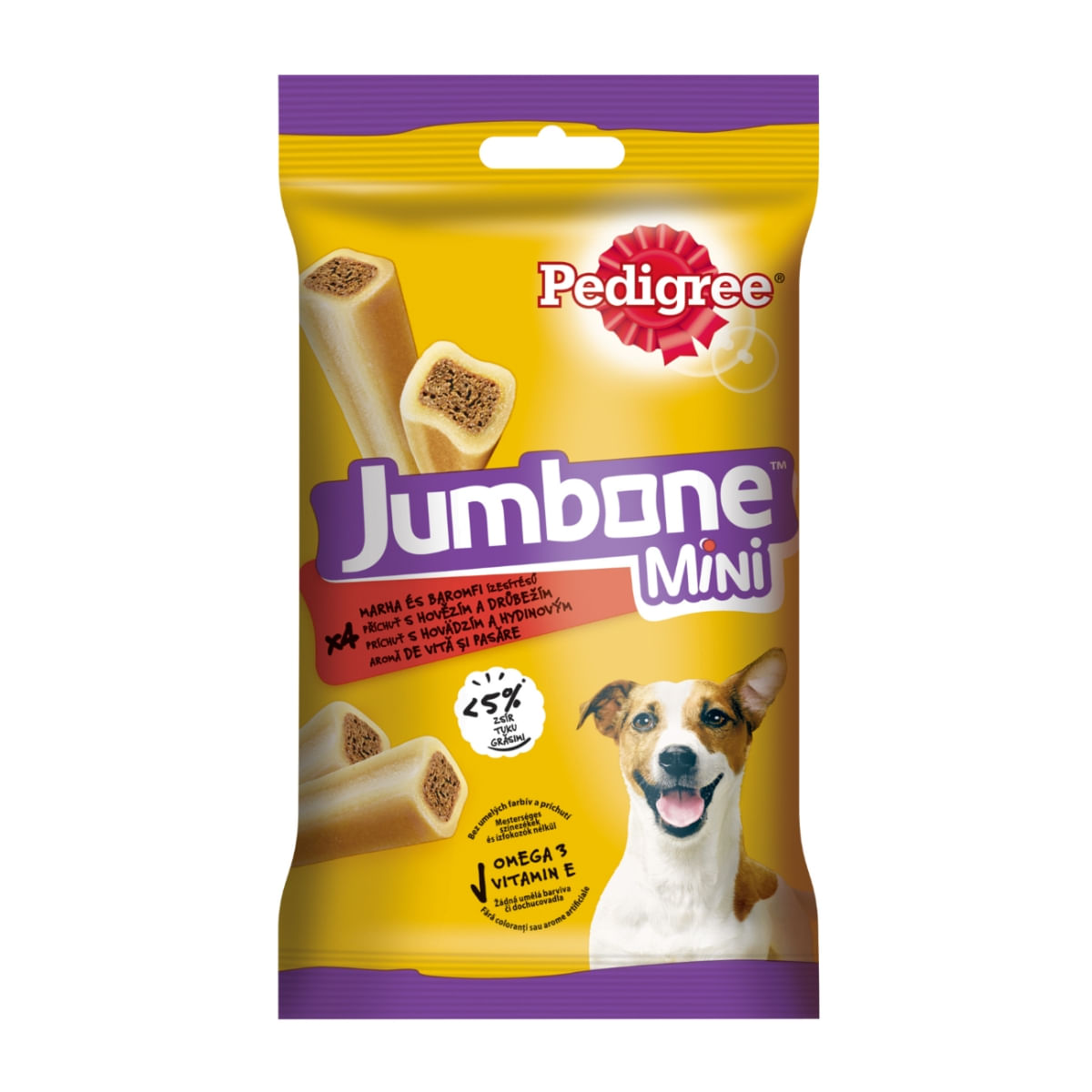 PEDIGREE Jumbone Mini, recompense câini, Vită și Pasăre, batoane, 4 buc, 160g - poza 2