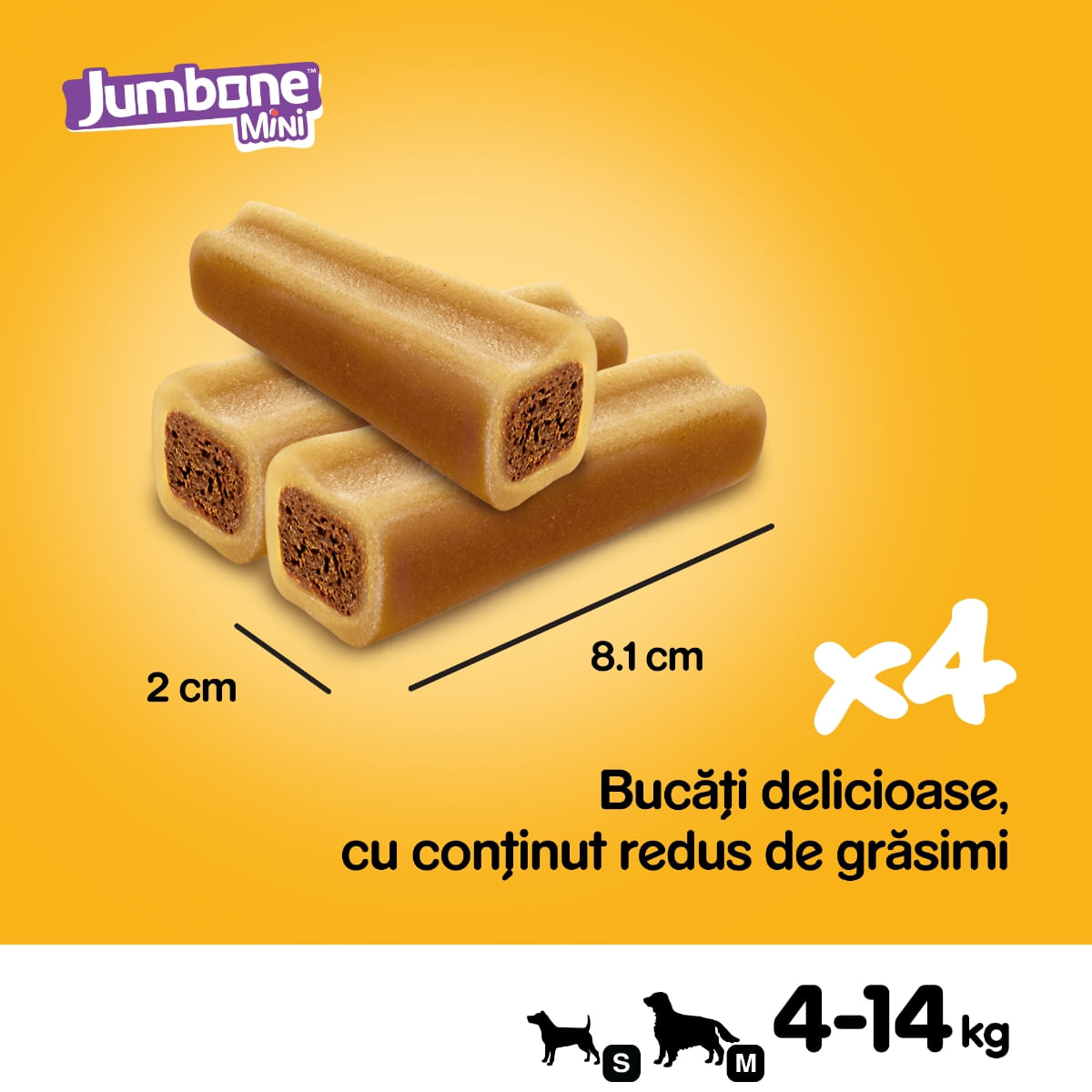 PEDIGREE Jumbone Mini, recompense câini, Vită și Pasăre, batoane, 4 buc, 160g - poza 3