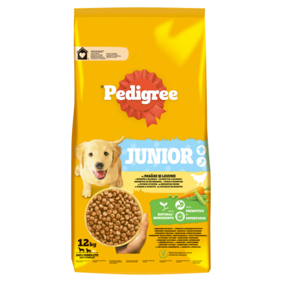 PEDIGREE Junior, M-XL, Pasăre și Legume, hrană uscată câini junior, 12kg - poza 3
