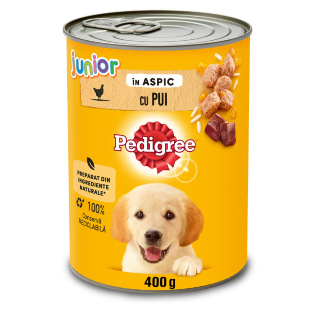 PEDIGREE Junior, XS-XL, Pui, conservă hrană umedă câini junior, (în aspic), 400g - poza 2