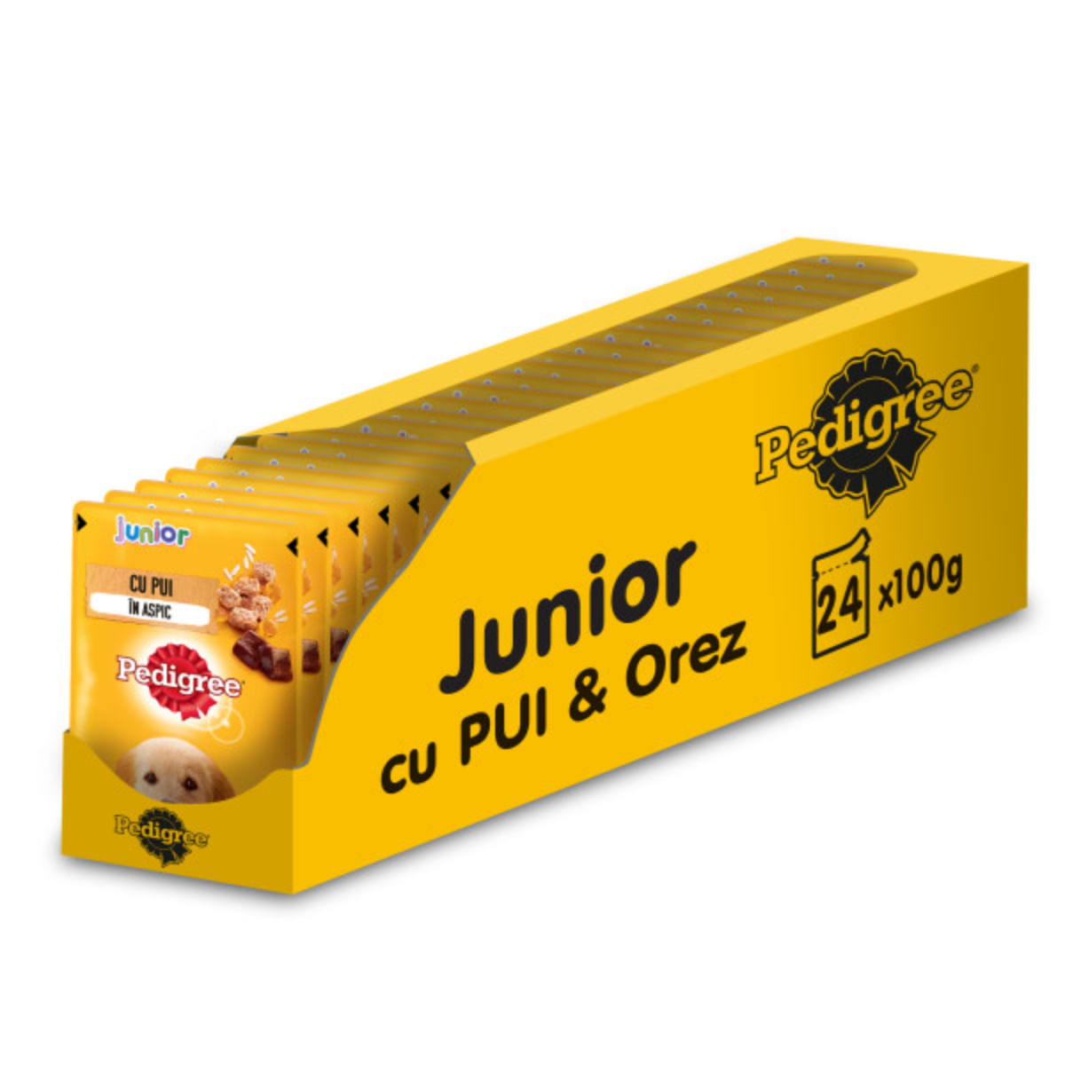 PEDIGREE Junior, XS-XL, Pui, plic hrană umedă câini junior, (în aspic), bax, 100g x 24buc - poza 1