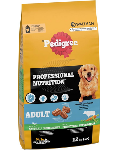 PEDIGREE Professional Nutrition Adult vită și legume 12 kg hrană câini rase mari și medii