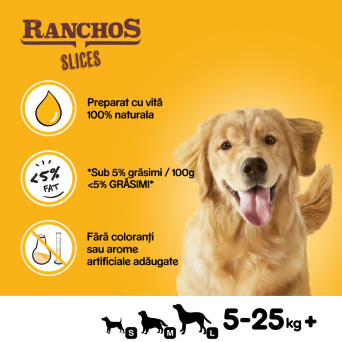 PEDIGREE Ranchos Slices, XS-XL, Vită, punguță recompense câini, 60g - poza 4