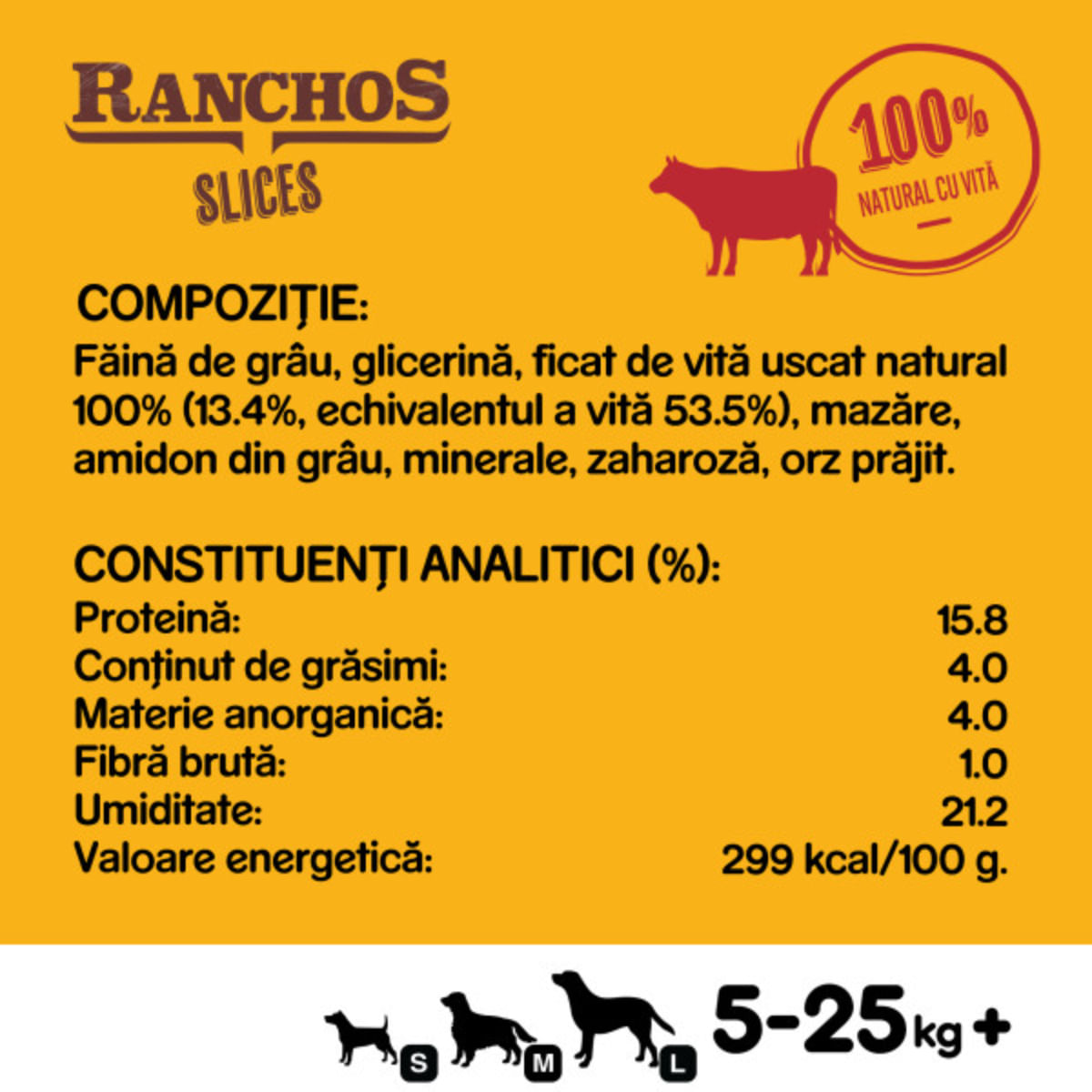 PEDIGREE Ranchos Slices, XS-XL, Vită, punguță recompense câini, 60g - poza 5