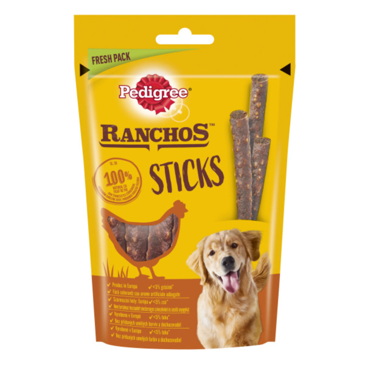 PEDIGREE Ranchos Sticks, XS-XL, Pui, punguță recompense câini, 60g - poza 3