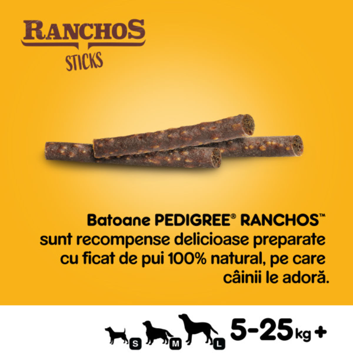 PEDIGREE Ranchos Sticks, XS-XL, Pui, punguță recompense câini, 60g - poza 4