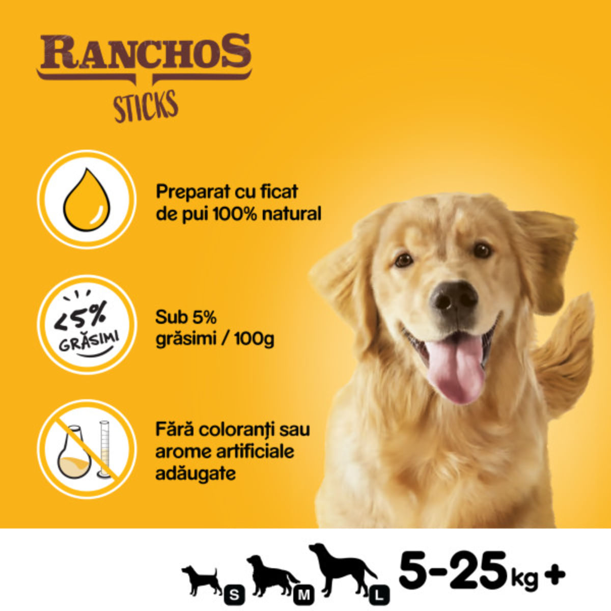 PEDIGREE Ranchos Sticks, XS-XL, Pui, punguță recompense câini, 60g - poza 5