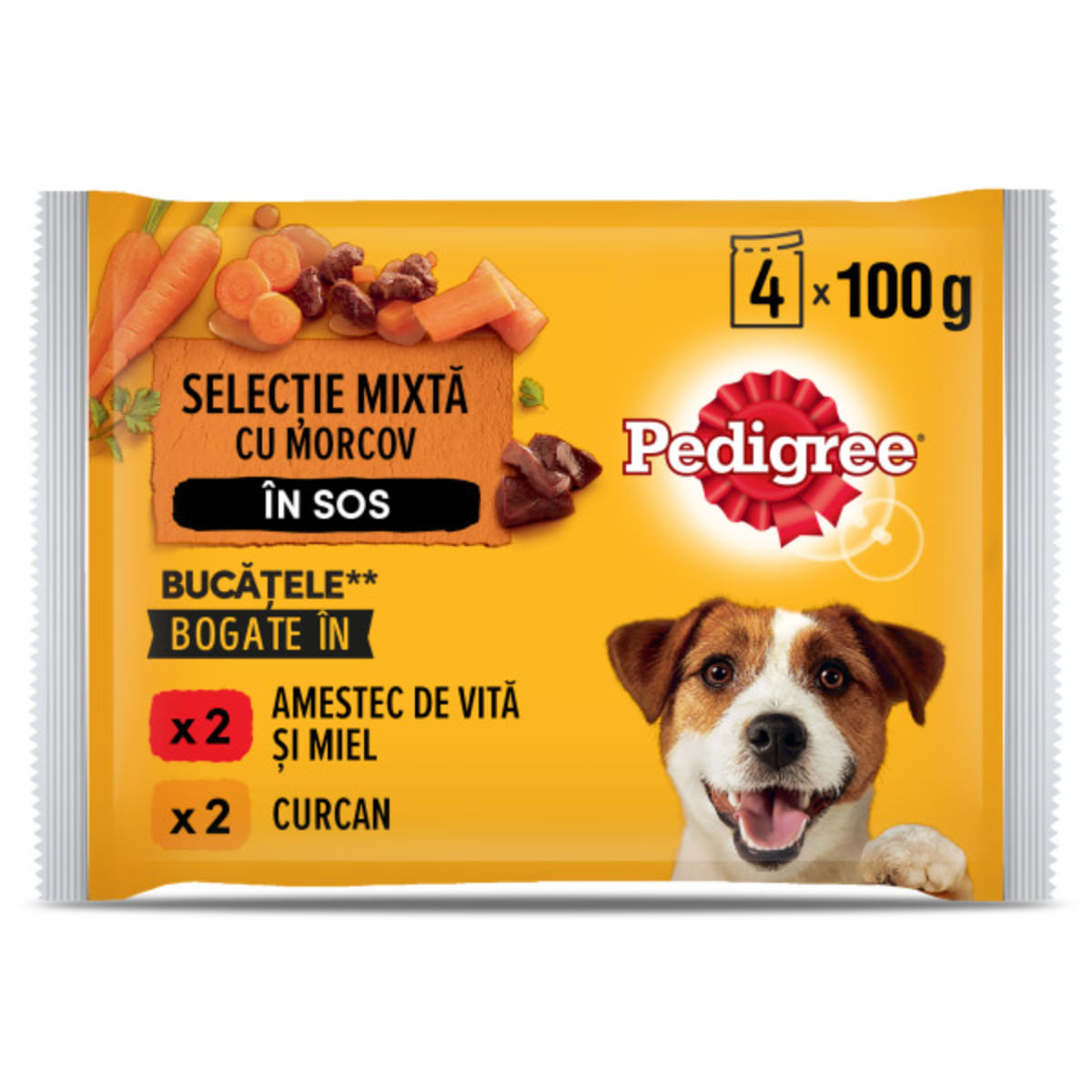 PEDIGREE Selectie Mixtă, XS-XL, Vită și Curcan, plic hrană umedă câini, (în sos), bax, 400g x 13buc - poza 2