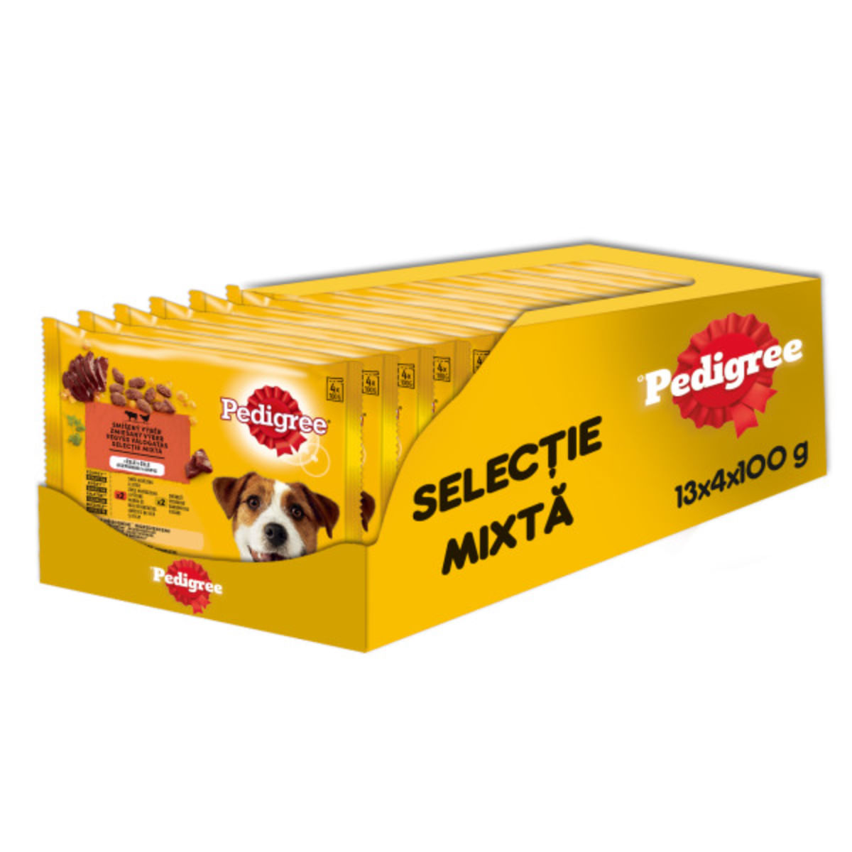 PEDIGREE Selectie Mixtă, XS-XL, Vită și Pasăre, plic hrană umedă câini, (în aspic), bax, 400g x 13buc - poza 2