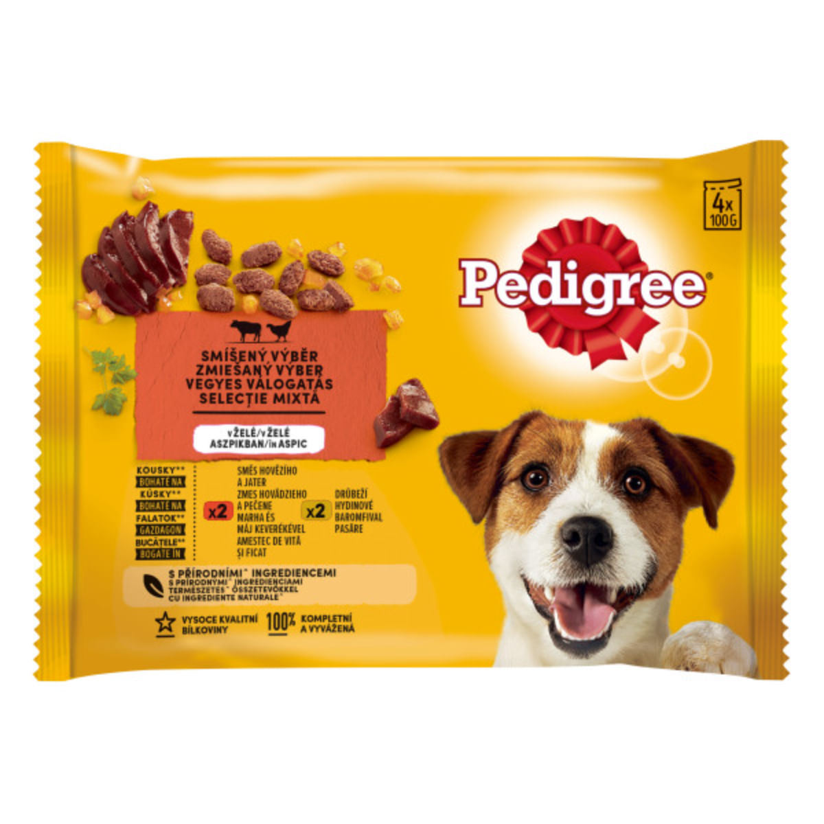 PEDIGREE Selectie Mixtă, XS-XL, Vită și Pasăre, plic hrană umedă câini, (în aspic), multipack, 100g x 4buc - poza 2