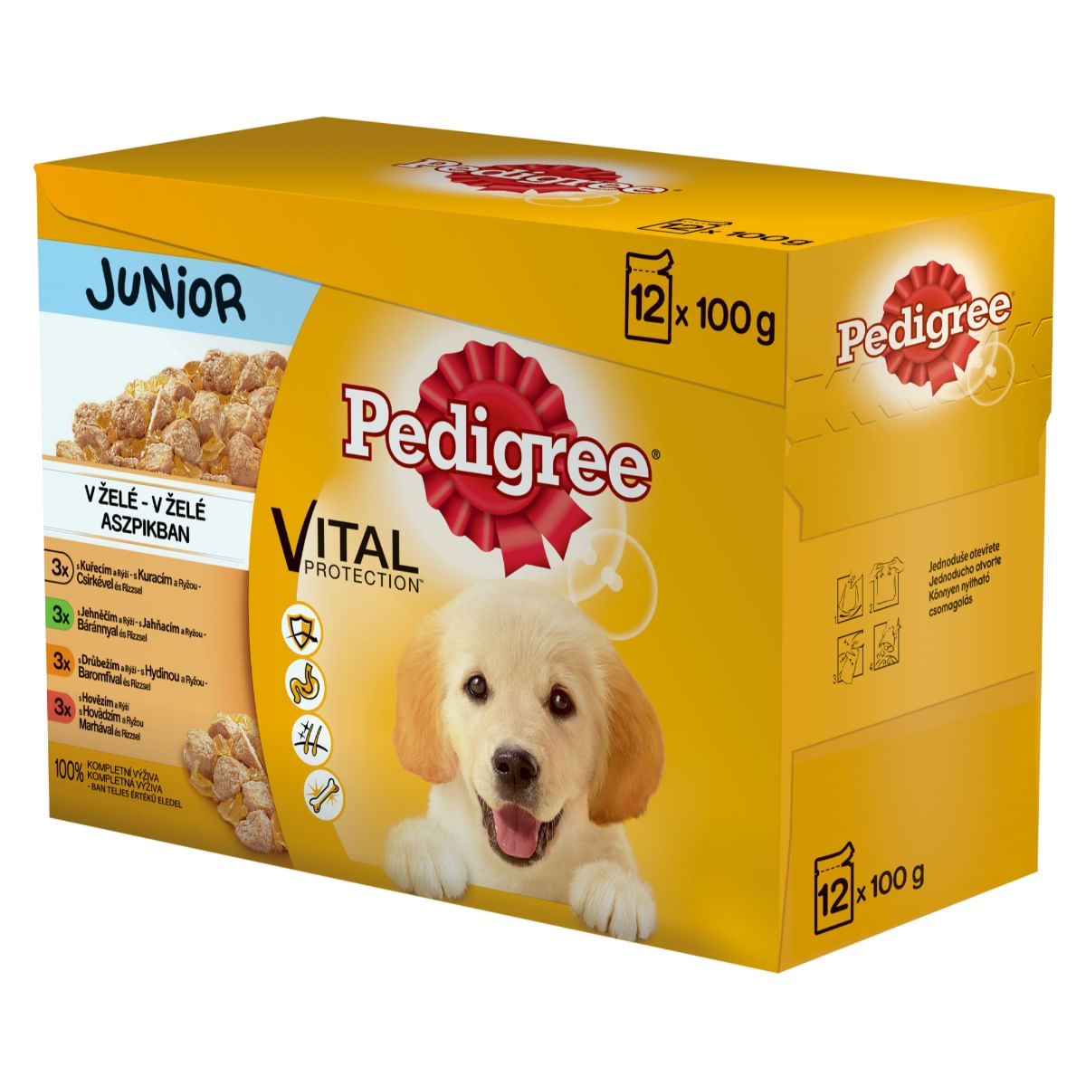 PEDIGREE Vital Protection Junior Multipack, 4 arome, pachet mixt, plic hrană umedă câini junior, (în aspic), 100g x 12 - poza 4