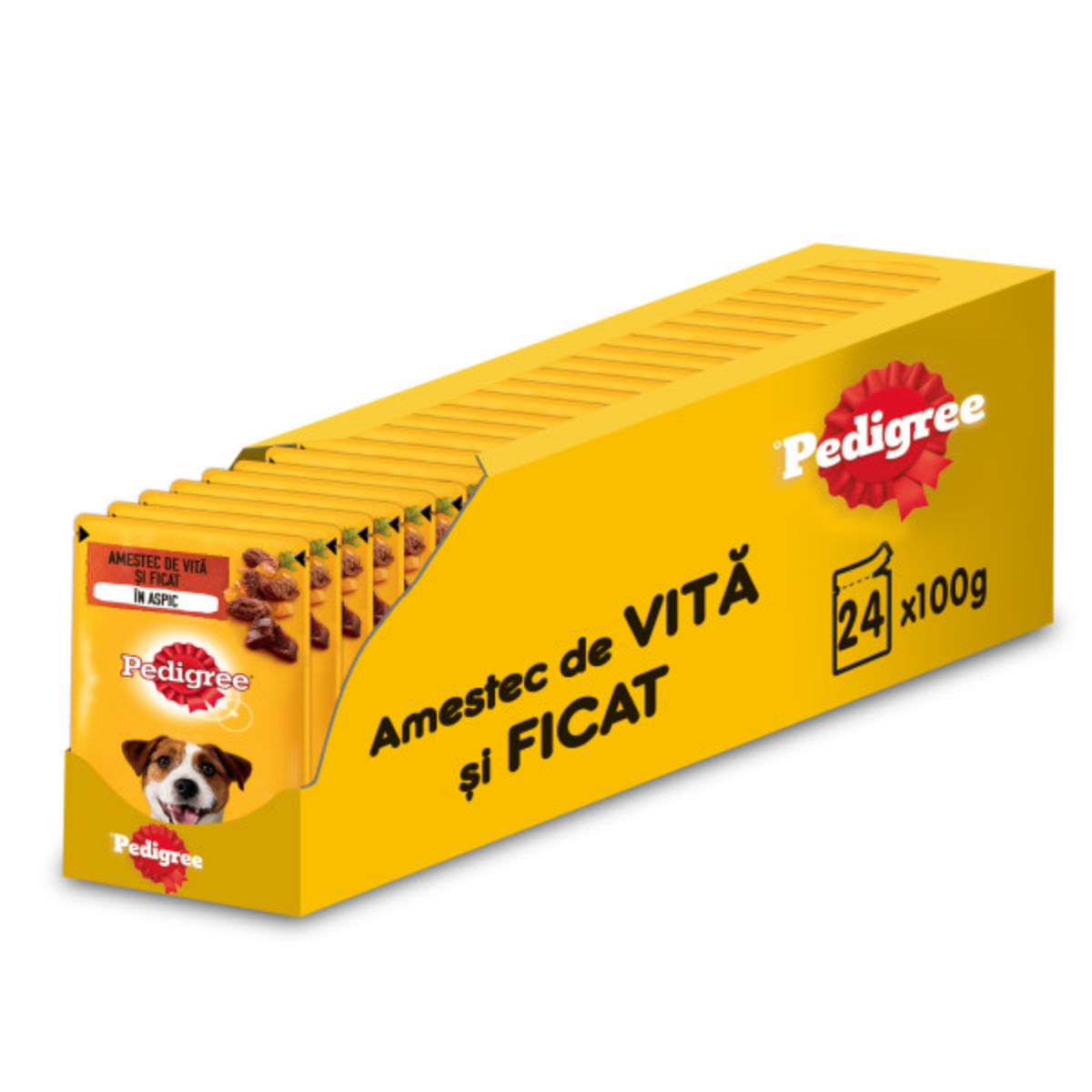 PEDIGREE, XS-XL, Vită, plic hrană umedă câini, (în aspic), bax, 100g x 24buc - poza 1