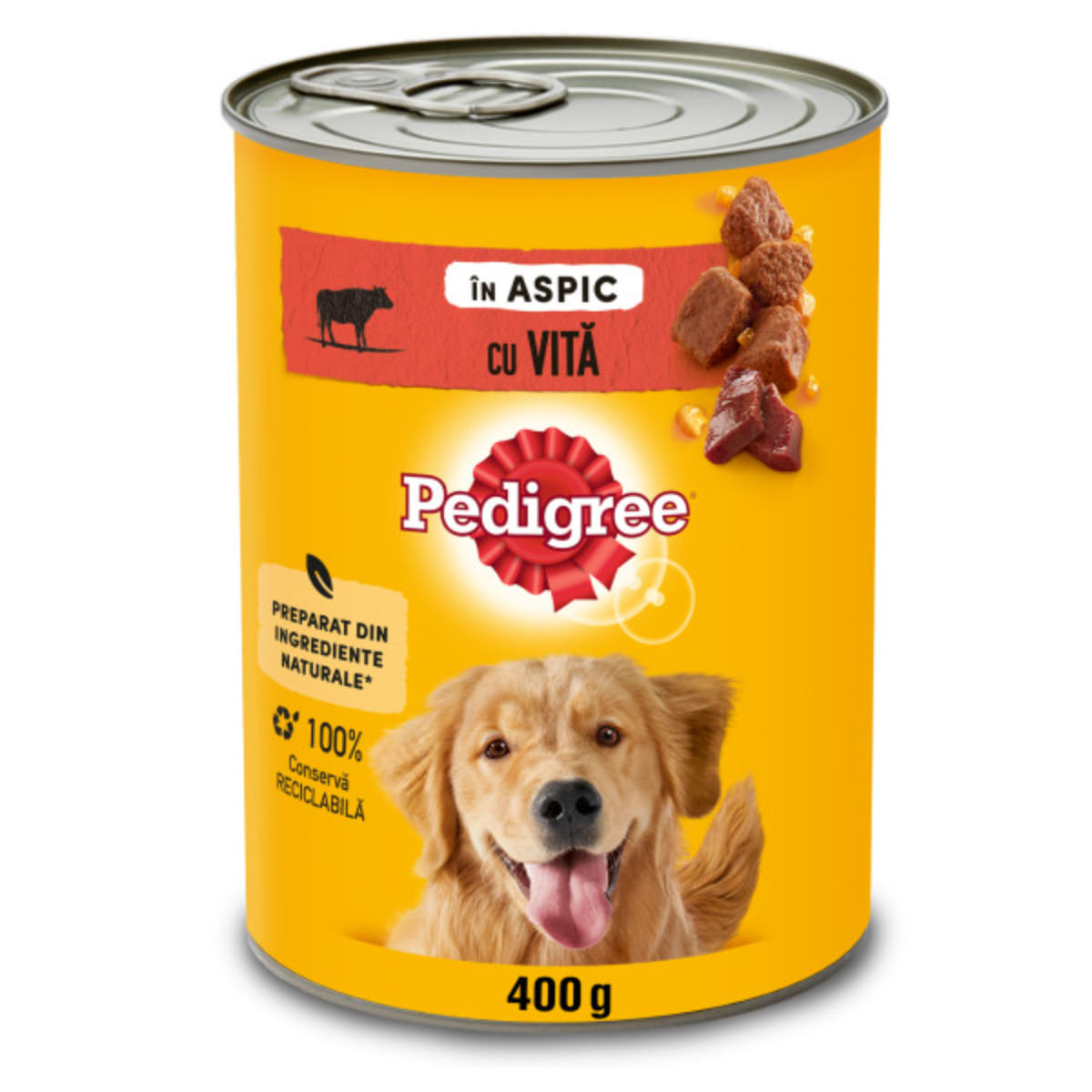PEDIGREE, XS-XL, Vită și Pasăre, conservă hrană umedă câini, (în aspic), 400g - poza 3