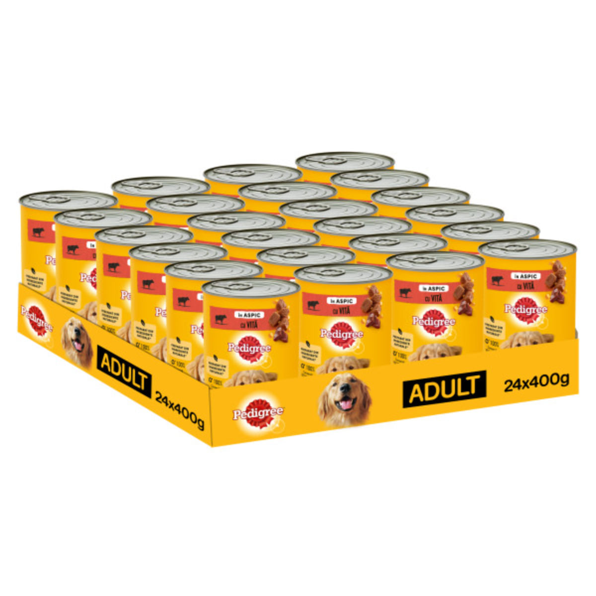 PEDIGREE, XS-XL, Vită și Pasăre, conservă hrană umedă câini, (în aspic), bax, 400g x 24buc - poza 2