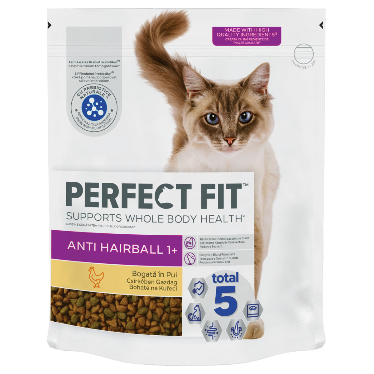 PERFECT FIT Anti Hariball 1+, Pui, hrană uscată pisici, limitarea ghemurilor de blană, 1.4kg - poza 2