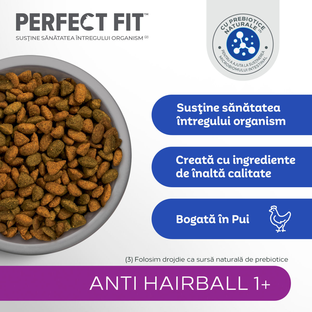 PERFECT FIT Anti Hariball 1+, Pui, hrană uscată pisici, limitarea ghemurilor de blană, 1.4kg - poza 5