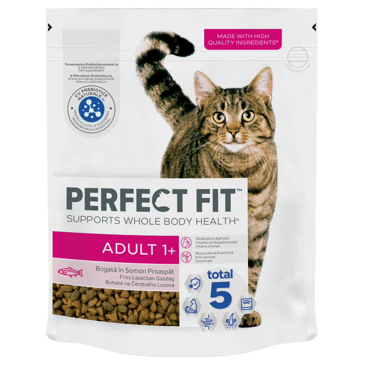 PERFECT FIT Cat Adult 1+, Somon, hrană uscată pisici, 750g - poza 1