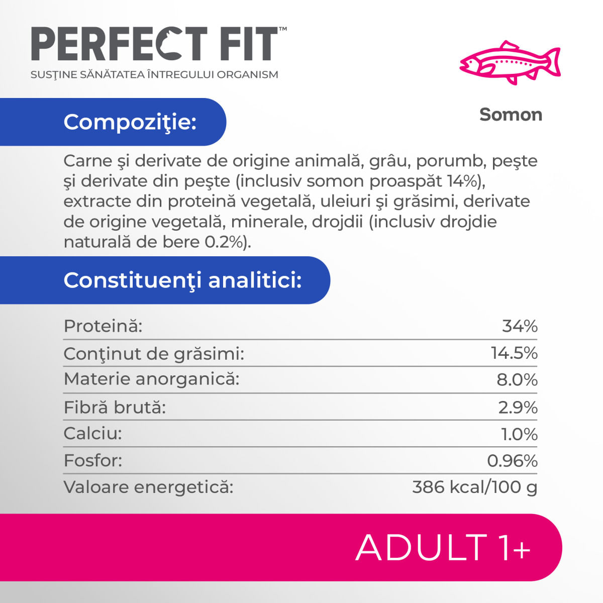 PERFECT FIT Cat Adult 1+, Somon, hrană uscată pisici, 750g - poza 3