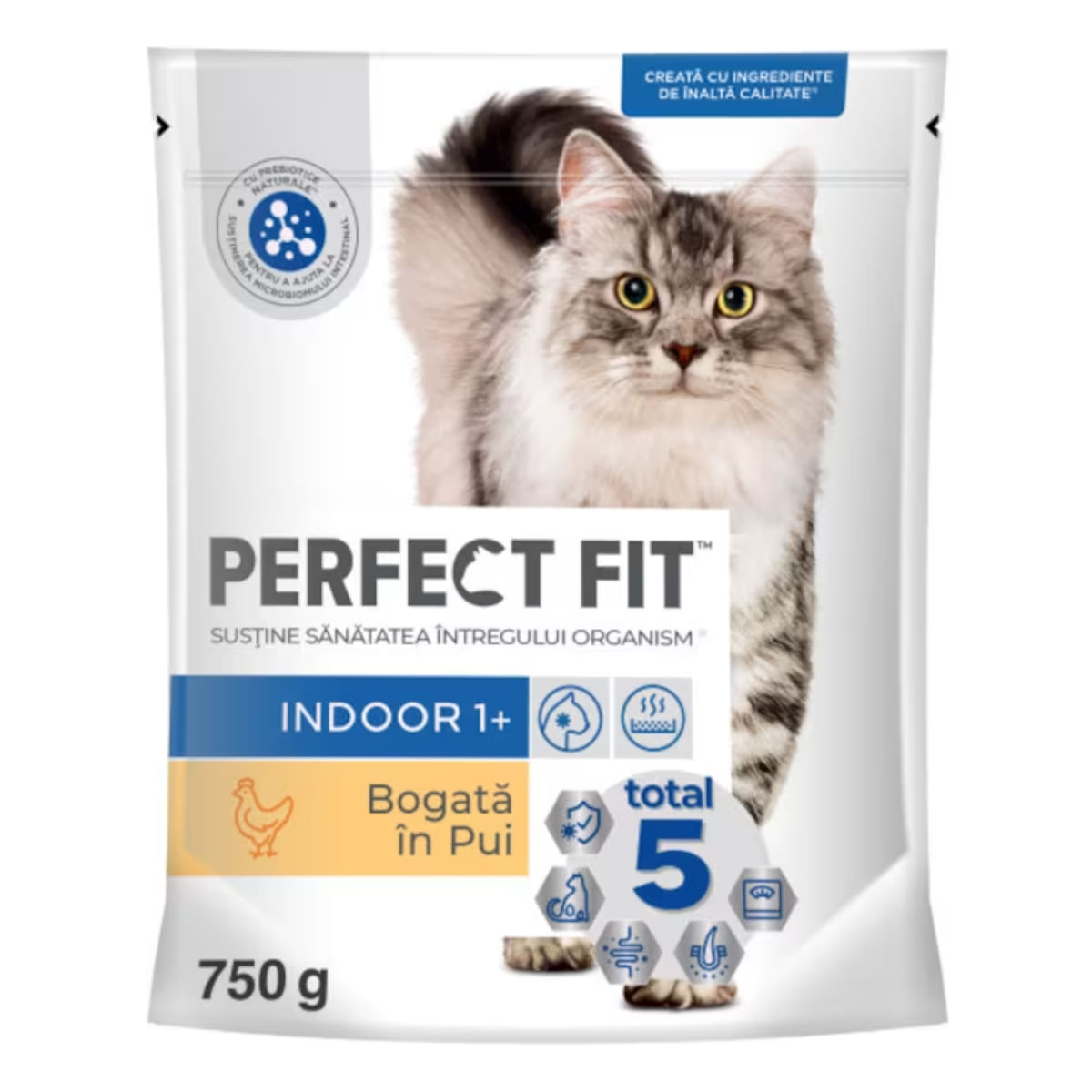 PERFECT FIT Cat Indoor 1+, Pui, hrană uscată pisici, 750g - poza 2