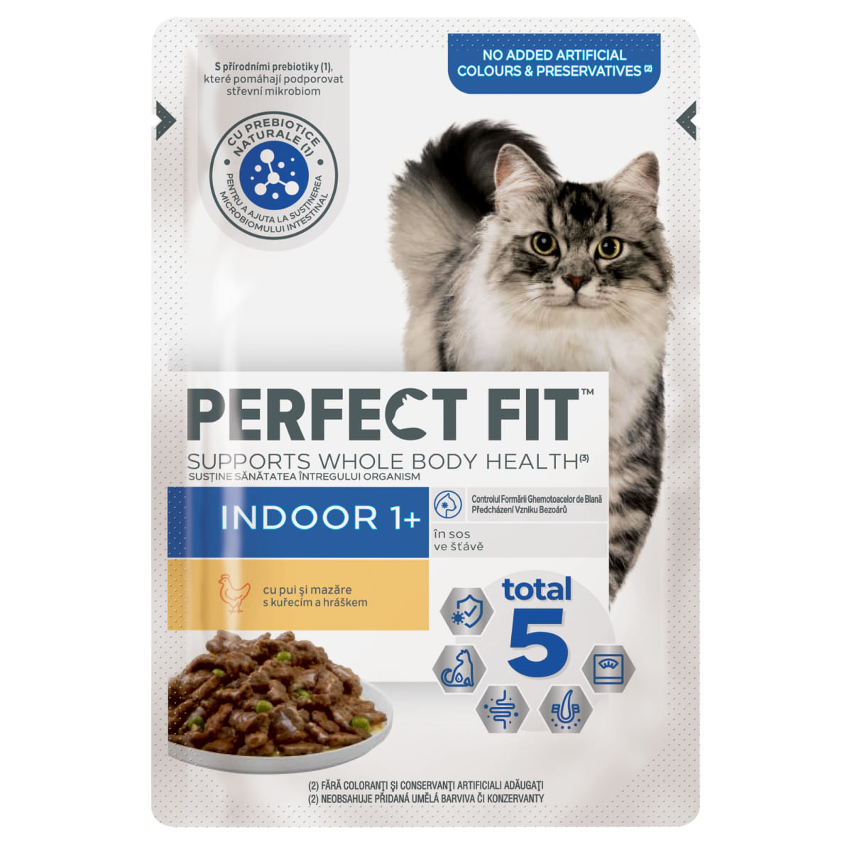 PERFECT FIT Cat Indoor 1+, Pui, plic hrană umedă pisici, (în sos), 85g - poza 2