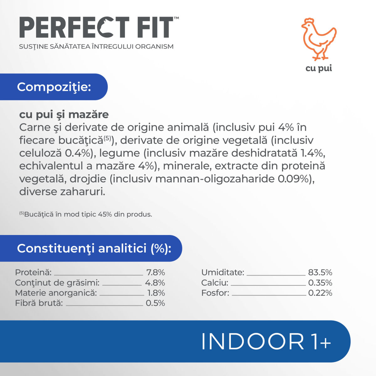 PERFECT FIT Cat Indoor 1+, Pui, plic hrană umedă pisici, (în sos), bax, 85g x 12buc - poza 3