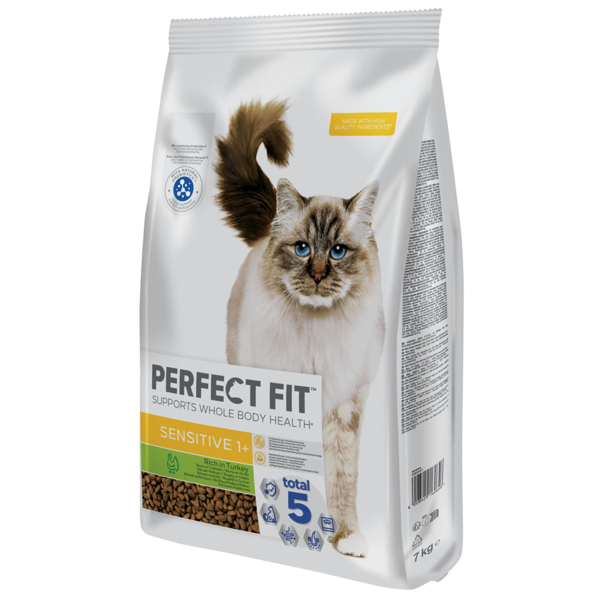PERFECT FIT Cat Sensitive 1+, Curcan, hrană uscată pisici, sistem digestiv, 7kg - poza 1