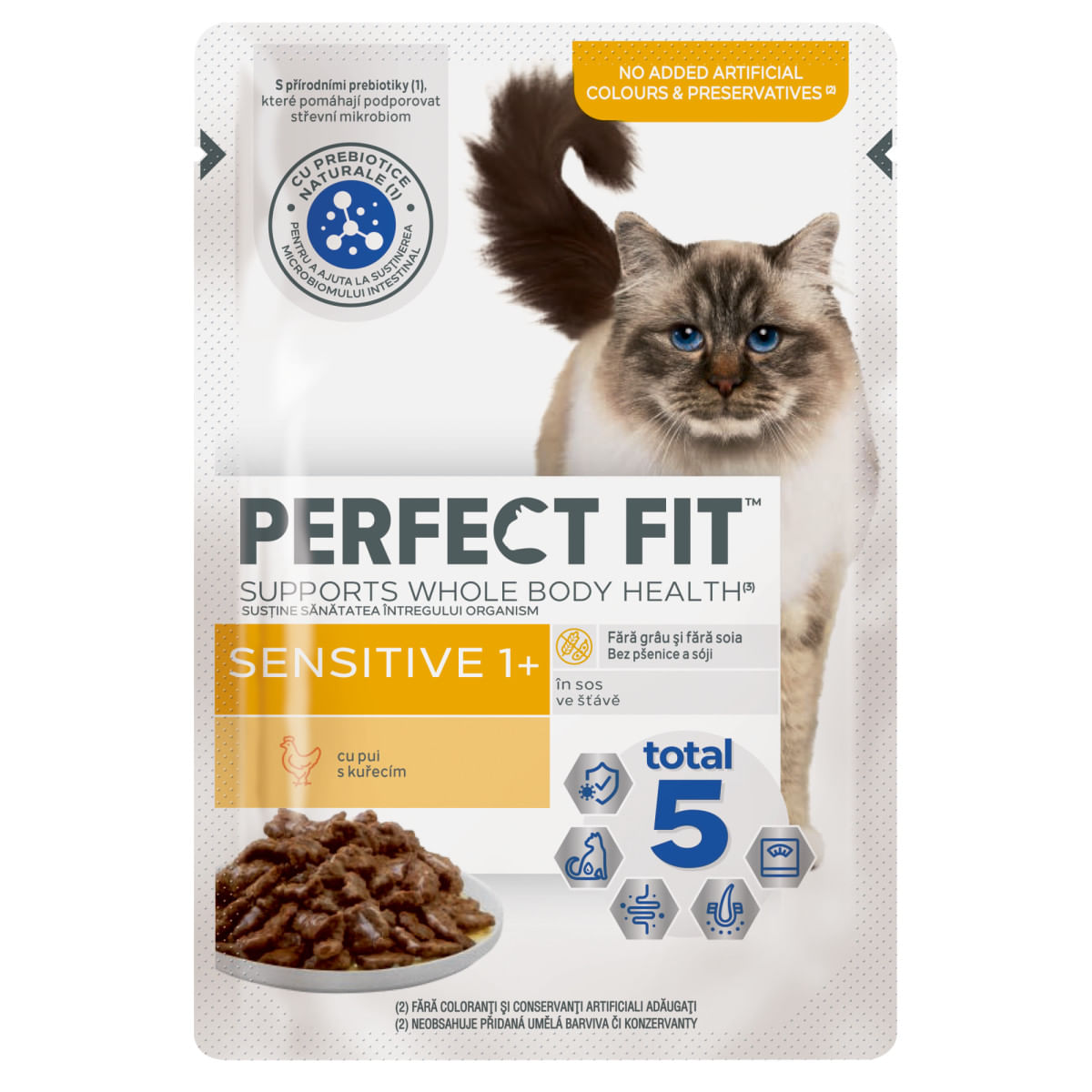PERFECT FIT Cat Sensitive 1+ , Pui, plic hrană umedă pisici, sistem digestiv, (în sos), bax, 85g x 24buc - poza 2