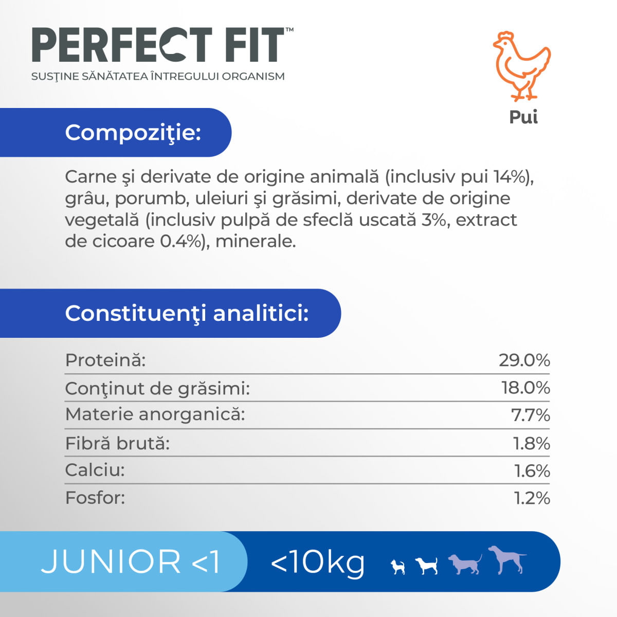 PERFECT FIT Dog Junior Small, XS-S, Pui, hrană uscată câini junior, 825g - poza 3